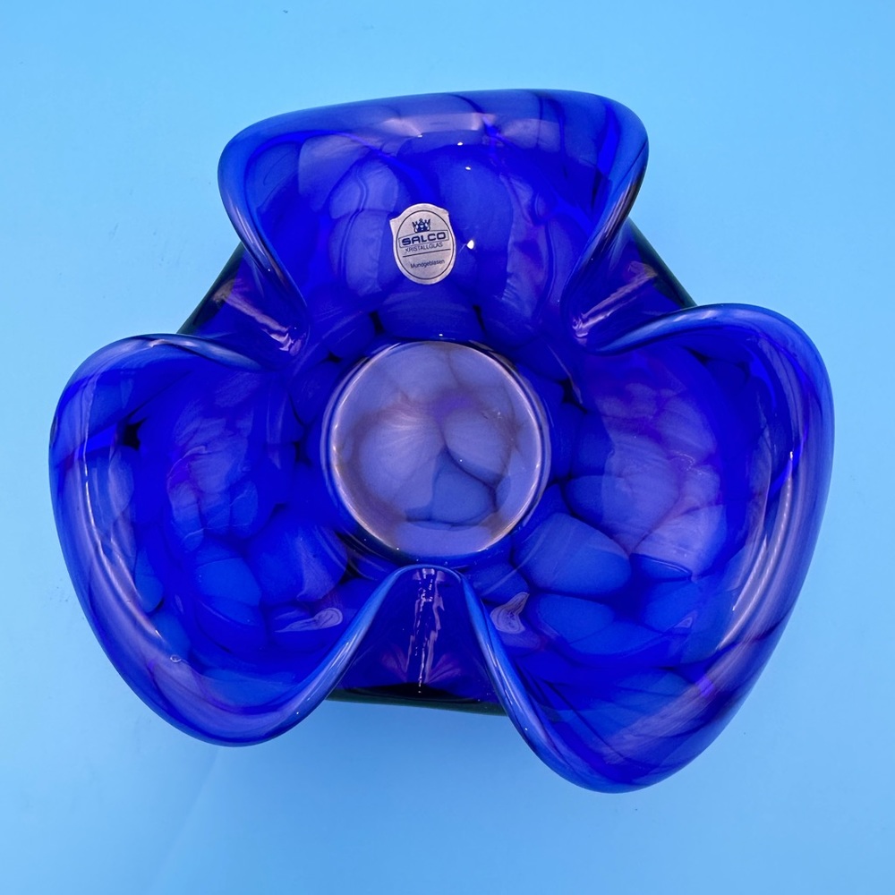 German Salco Kristallglas Bowl Hand Blown Studio Art Glass Made in Germany